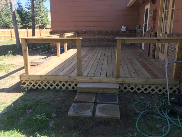 A back porch deck.